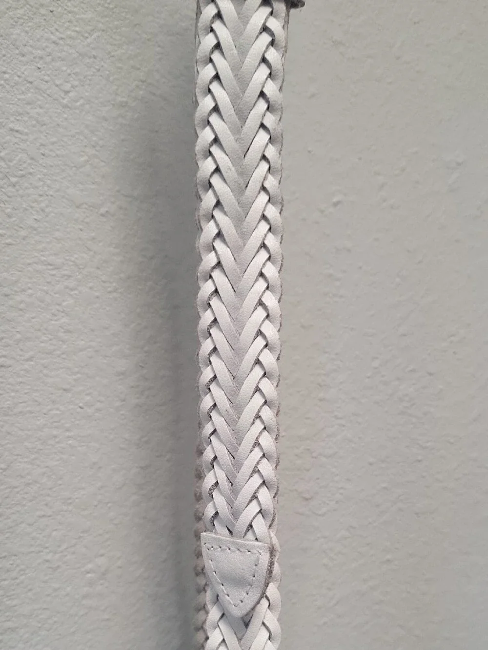 Women's Braided White Leather Belt with Gold Buckle